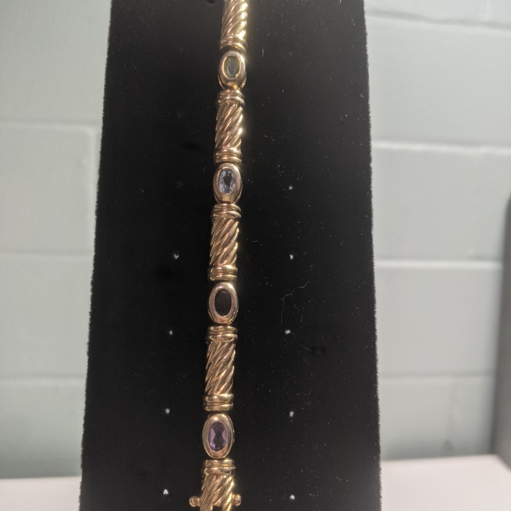 Gold Plate Over Sterling Gemstone Bracelet